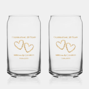 Vaso Con Forma De Lata Corazón del 50 aniversario de oro Boda personaliza