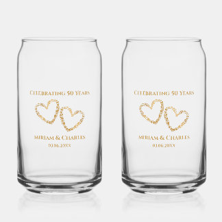 Vaso Con Forma De Lata Corazón del 50 aniversario de oro Boda personaliza