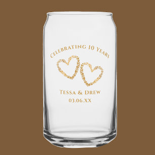 Vaso Con Forma De Lata Corazón Moderno 10º Aniversario de Boda Personaliz