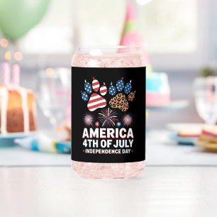 Vaso Con Forma De Lata Corazones de bandera americana de leopardo lindo 4