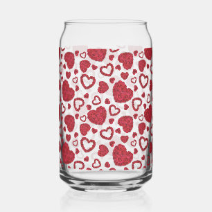 Vaso Con Forma De Lata Corazones Rosas Rojas Patrón Minimalista San Valen