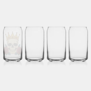 Vaso Con Forma De Lata Corona de cráneo gótico con rosas rojas – Motero o