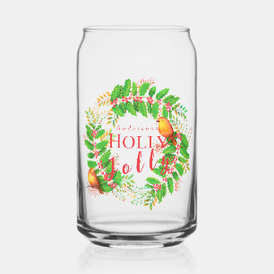 Vaso Con Forma De Lata Corona Holly Jolly Familia Luz Azul Turquesa
