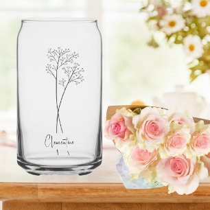 Vaso Con Forma De Lata Correa de flores, escritura negra tipográfica