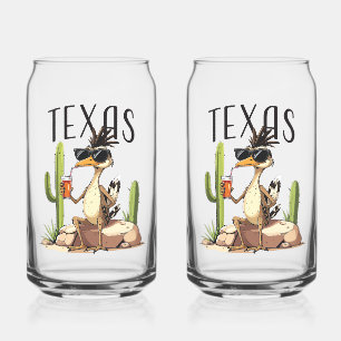 Vaso Con Forma De Lata Correcaminos de Texas tomando una bebida