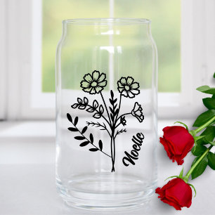 Vaso Con Forma De Lata Cosmos de flores de mes de nacimiento personalizad
