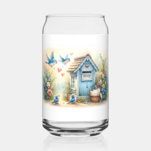 Vaso Con Forma De Lata Cottagecore Cartas de Amor Buzón de Pájaro Azul