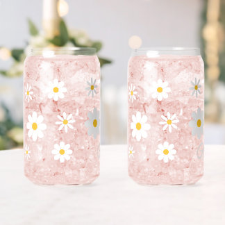 Vaso Con Forma De Lata Couple Name Personalized Cute Daisies Floral