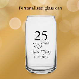 Vaso Con Forma De Lata Couple's Names Heart 25th Wedding Anniversary Gift