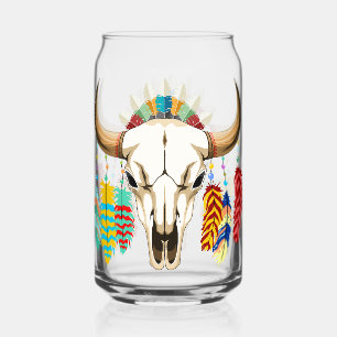 Vaso Con Forma De Lata Cráneo de Búfalo Emblema Nativo Americano