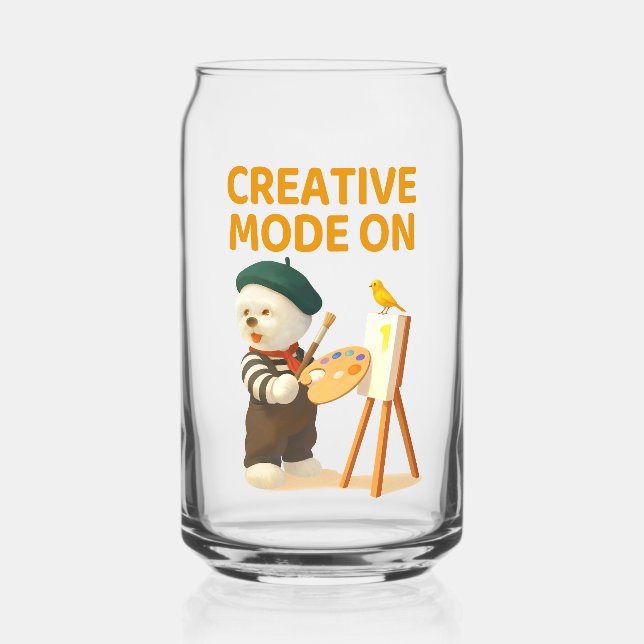 Vaso Con Forma De Lata Creative Mode On: Painter Bichon Dog Artist Art (Anverso)