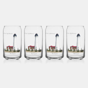 Vaso Con Forma De Lata Crisp Point Lighthouse puede vidrio