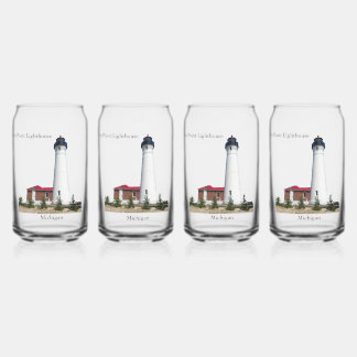 Vaso Con Forma De Lata Crisp Point Lighthouse puede vidrio