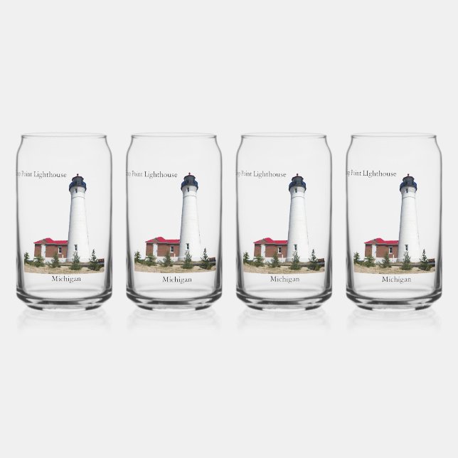 Vaso Con Forma De Lata Crisp Point Lighthouse puede vidrio (Anverso)