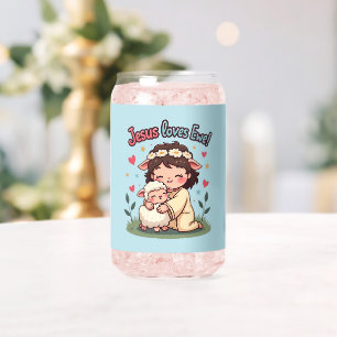 Vaso Con Forma De Lata Cristiano kawaii "Jesús ama a los ojos" diseño pas