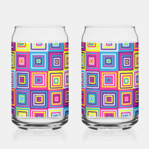 Vaso Con Forma De Lata Cuadrados geométricos coloridos
