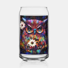 Vaso Con Forma De Lata Cuadros Impresionantes De Lechuza Floral