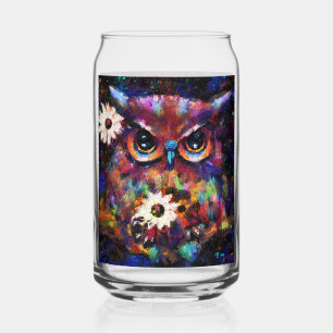 Vaso Con Forma De Lata Cuadros Impresionantes De Lechuza Floral