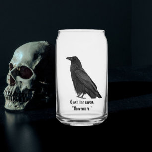 Vaso Con Forma De Lata Cuervo Negro Con Cita De Poe