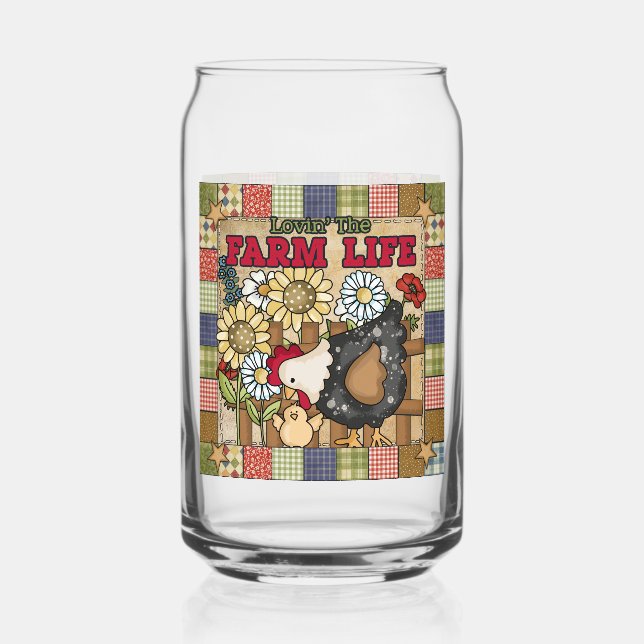 Vaso Con Forma De Lata Cultivo de granja de gallinas Cute Country (Anverso)