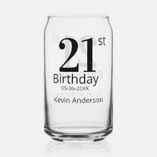 Vaso Con Forma De Lata cumpleaños 21 negrita nombre fecha hombre chico si