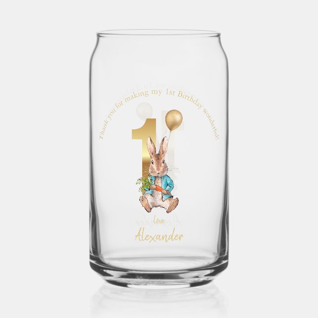 Vaso Con Forma De Lata Cumpleaños clásico del conejo (Anverso)