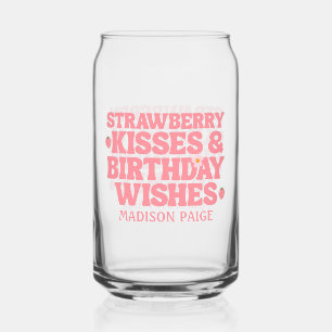 Vaso Con Forma De Lata Cumpleaños Deseos de Cumpleaños Besos de Fresa Lin