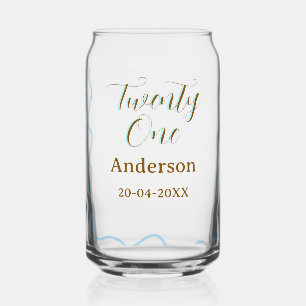 Vaso Con Forma De Lata cumpleaños veintiuno azul dorado borde español nom