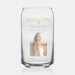Vaso Con Forma De Lata cumpleaños veintiuno foto verde ombre chica gris t