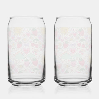 Vaso Con Forma De Lata Cute Aesthetic Fresco de Fresa y Girasoles para Co