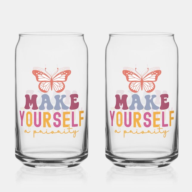 Vaso Con Forma De Lata Cute Butterfly Mental Health Inspirational Design (Anverso)