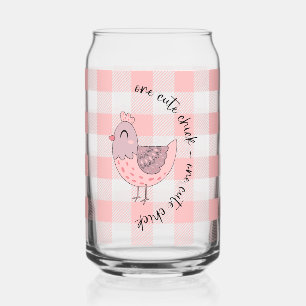 Vaso Con Forma De Lata Cute Chick Peach Gingham