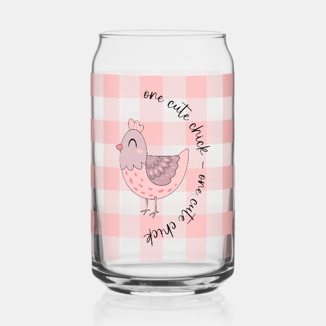 Vaso Con Forma De Lata Cute Chick Peach Gingham (Anverso)
