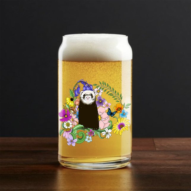 Vaso Con Forma De Lata Cute Chocolate Sable Ferret Floral Verde (Subido por el creador)