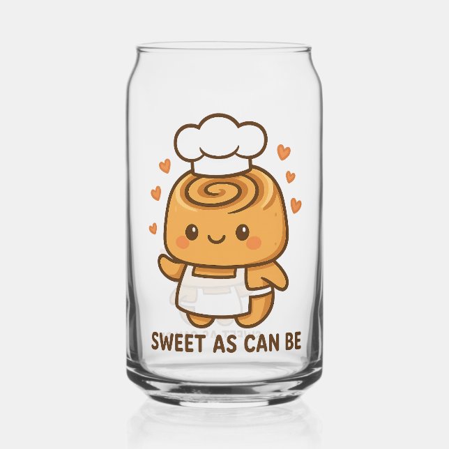 Vaso Con Forma De Lata "Cute Cinnamon Roll Chef - Kawaii Baking Design (Anverso)
