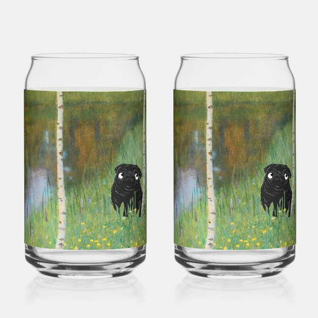 Vaso Con Forma De Lata Cute Dog Pug Gustav Klimt Forest (Anverso)