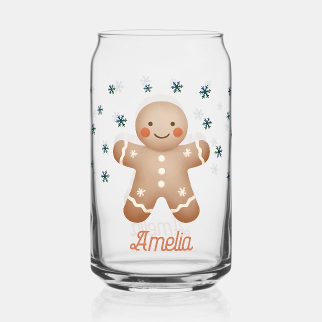 Vaso Con Forma De Lata Cute Gingerbread Man Snowflakes Nombre Navidades (Anverso)