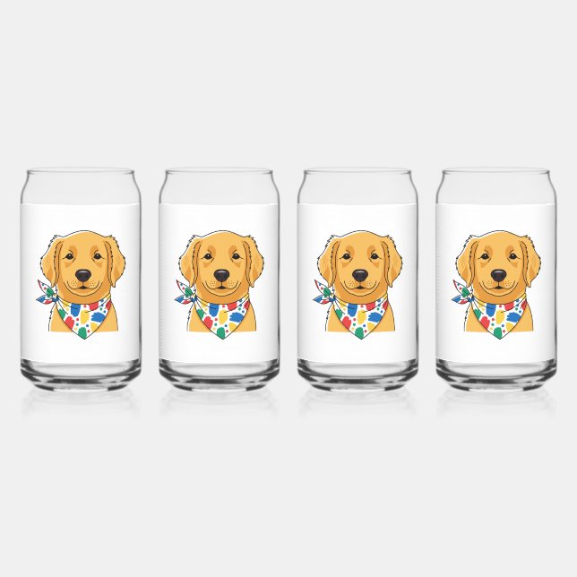 Vaso Con Forma De Lata Cute Golden Retriever Dog Illustration Can Glass S (Anverso)