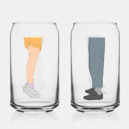 Vaso Con Forma De Lata Cute Height Difference Couple Drinkware Set