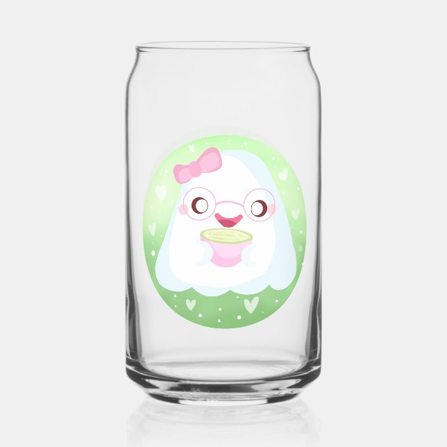 Vaso Con Forma De Lata Cute Matcha Latte Fantasma (Anverso)
