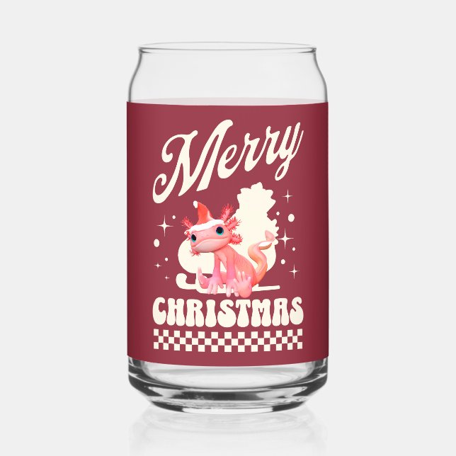 Vaso Con Forma De Lata Cute Navidad Axolotl Feliz Navidad (Anverso)
