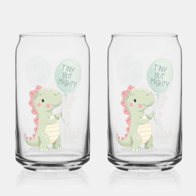 Vaso Con Forma De Lata Cute "Pequeño pero Poderoso" Dinosaurio (Anverso)