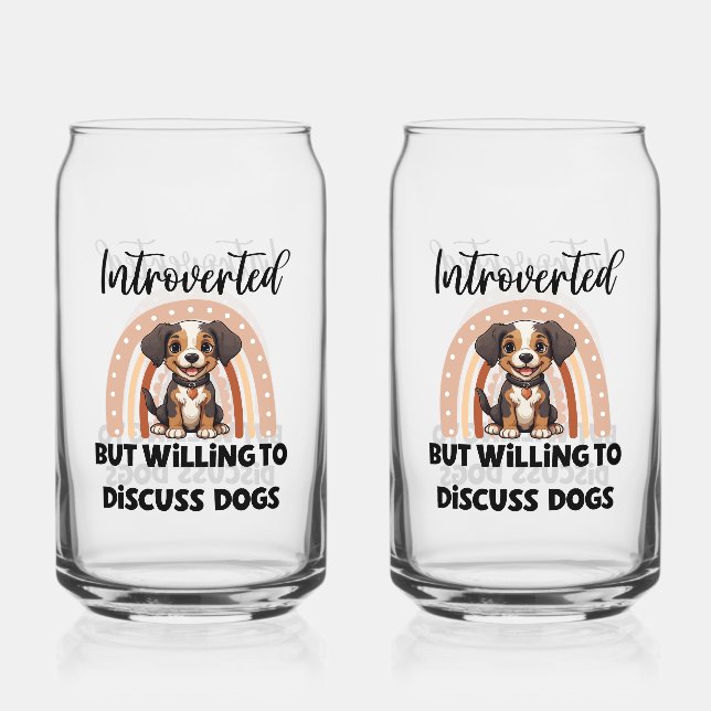 Vaso Con Forma De Lata Cute Puppy Boho Rainbow "Introverted" Graphic (Anverso)