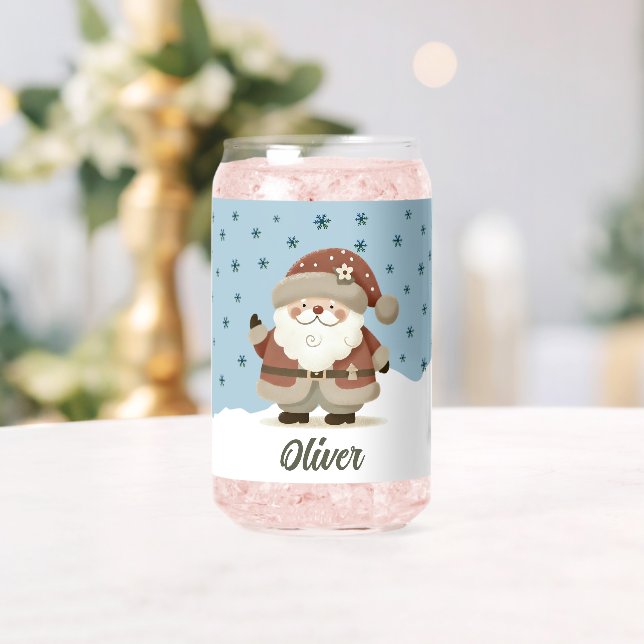 Vaso Con Forma De Lata Cute Santa Snowflakes Kids Name (Insitu (Boda))