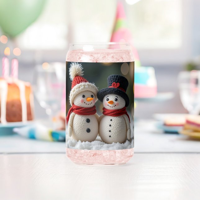 Vaso Con Forma De Lata cute snowman together (Insitu (Cumpleaños))