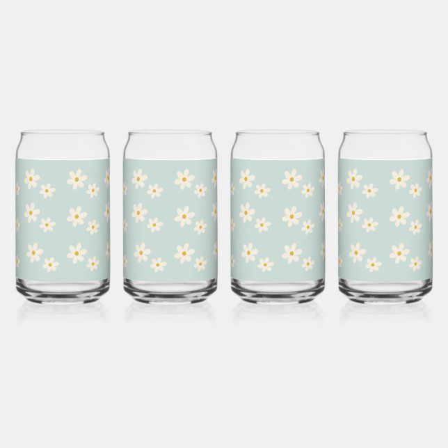 Vaso Con Forma De Lata Daisy Bloom Drinkware Glass Set (Anverso)