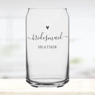 Vaso Con Forma De Lata Dama de Honor con Letra de Caligrafía Simple y Ele