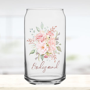 Vaso Con Forma De Lata Dama de Honor Floral de Rosa Peonía Rosa Elegante