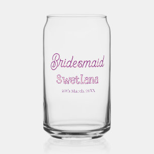 Vaso Con Forma De Lata dama de honor morado rosa nombre fecha dama de hon