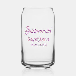 Vaso Con Forma De Lata dama de honor morado rosa nombre fecha dama de hon